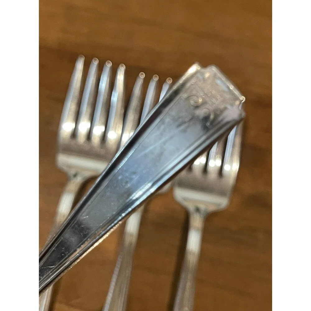 4 Vintage Viceroy Plate USA Silverplate Lunch forks
